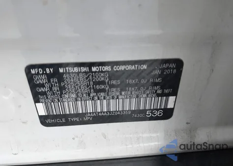 2018 Mitsubishi Eclipse Cross Le z USA, uszkodzony, nr VIN JA4AT4AA3JZ043359